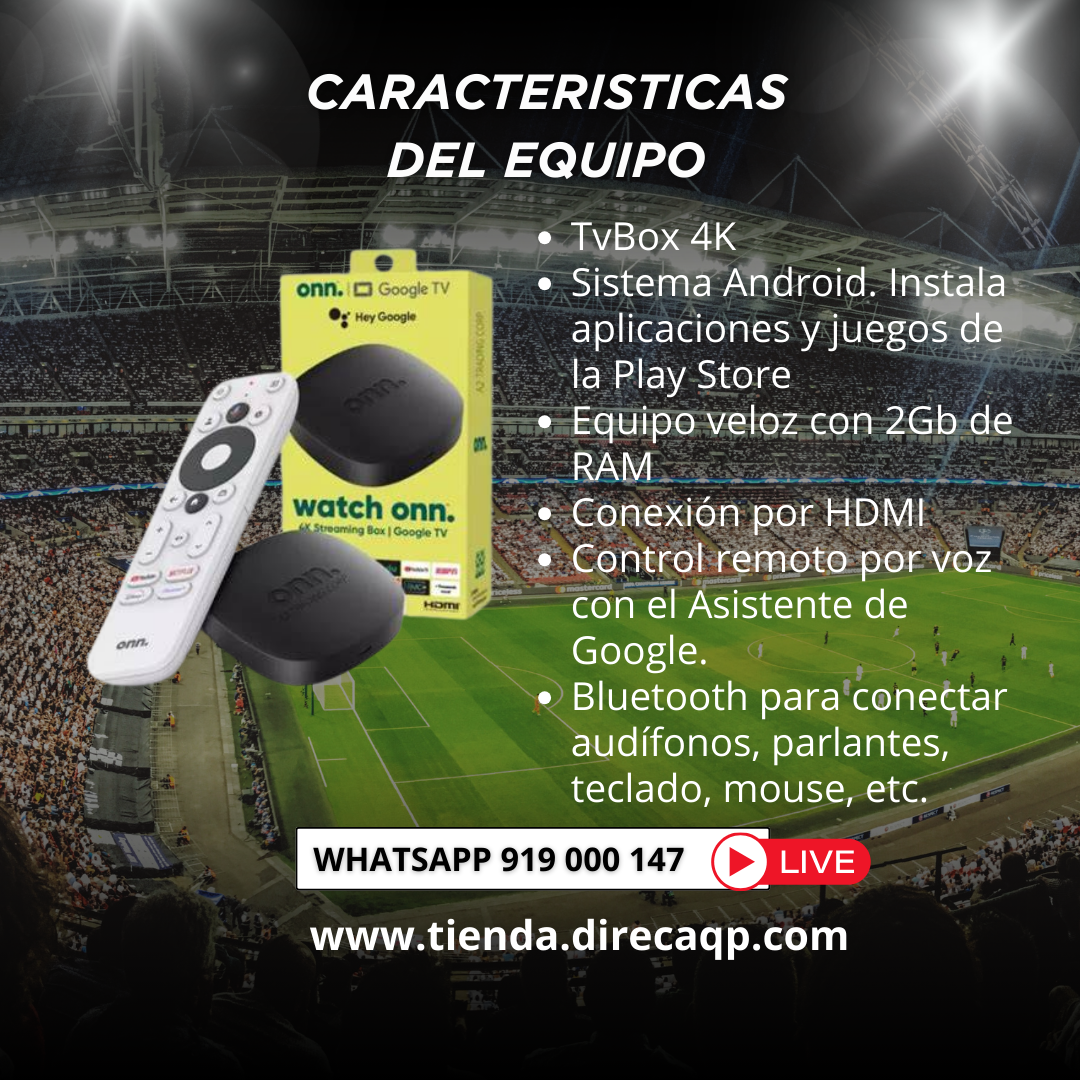 TvBox Watch ONN Google TV 4k + Instalación + 1 Mes Xuper - Imagen 2