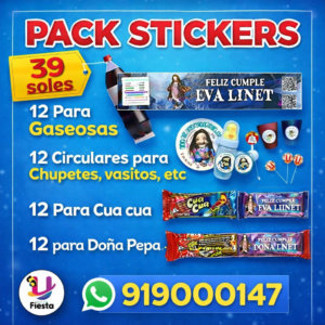 Pack Stickers para Fiesta de Cumpleaños Personalizados